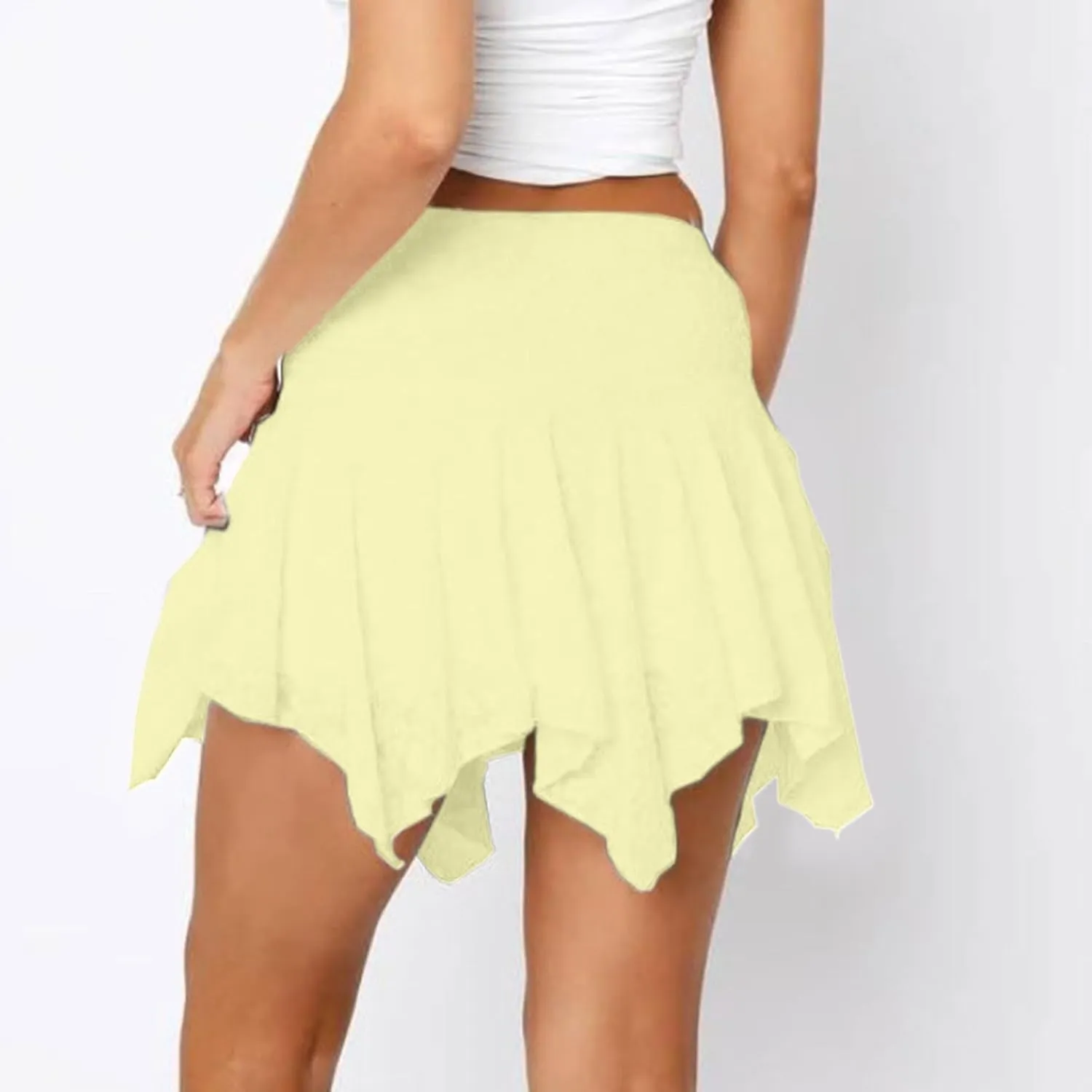Lace Skirts for Women Elastic Low Rise Layered Pleated A-Line Mini Skirt Cute Flowy Ruffle Short Skirt Y2k Streetwear