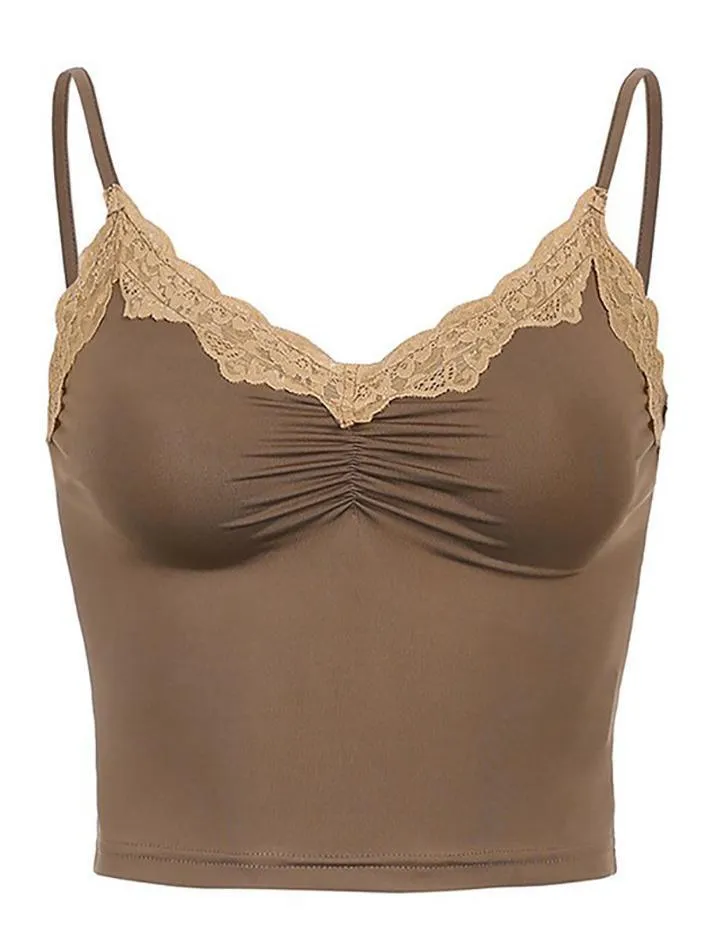 Lace Trim Crop Cami Top