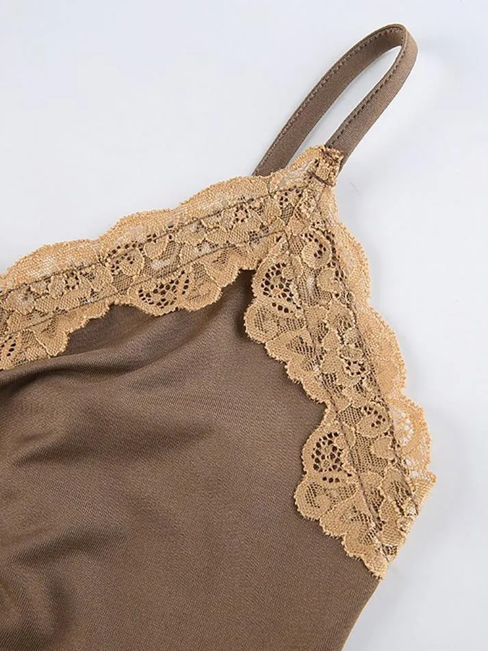 Lace Trim Crop Cami Top