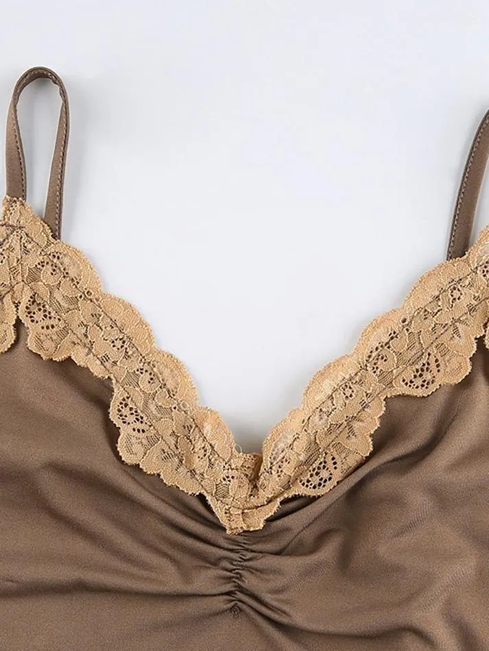 Lace Trim Crop Cami Top