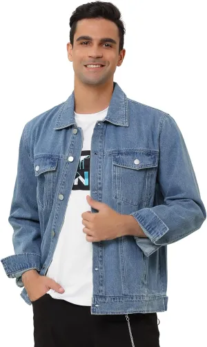 Lars Amadeus Men's Jean Jacket Trucker Casual Lightweight Denim Jackets