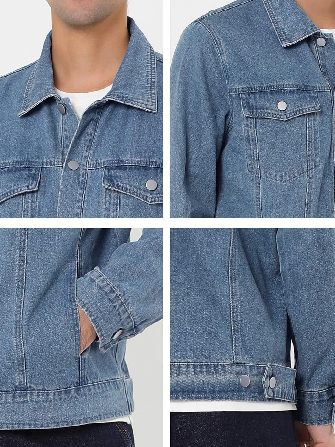 Lars Amadeus Men's Jean Jacket Trucker Casual Lightweight Denim Jackets