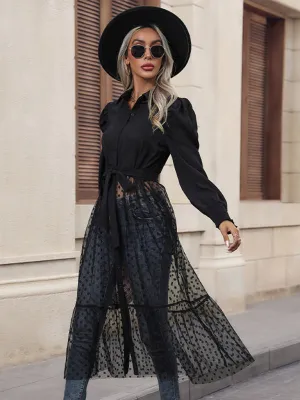 Layered Patchwork Polka Dot Mesh Dress for Fall