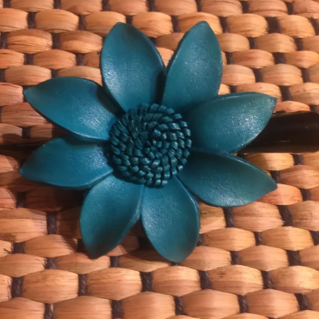 Leather Flower Hair Clip | Thai Handmade Daisy |  Alligator Clamp