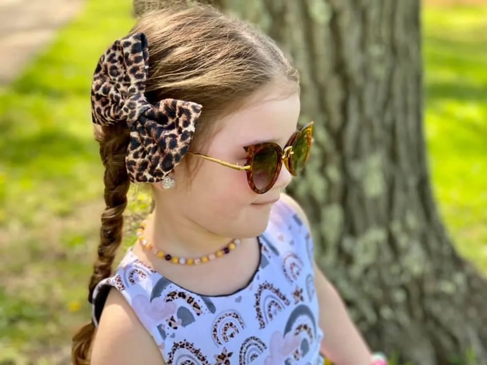 Leopard Print Fabric Hand Tied Bow Headband | Hair Clip