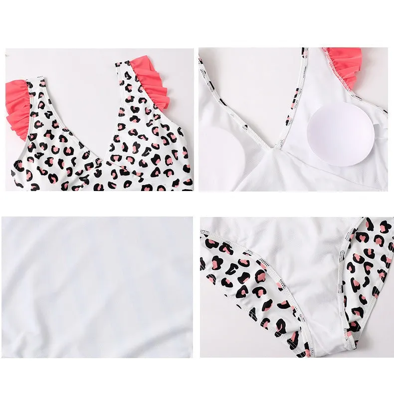 Leopard Ruffle One-Pieces Swimsuits for Mommy and Me