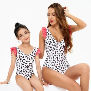 Leopard Ruffle One-Pieces Swimsuits for Mommy and Me