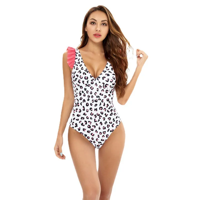 Leopard Ruffle One-Pieces Swimsuits for Mommy and Me