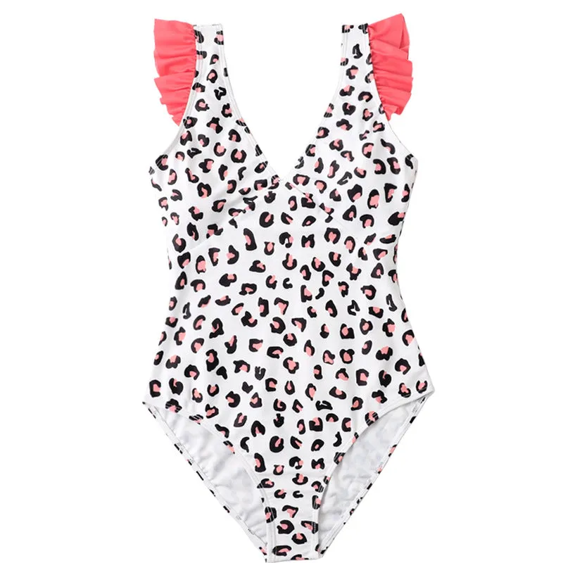 Leopard Ruffle One-Pieces Swimsuits for Mommy and Me