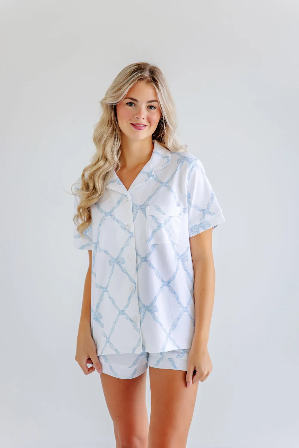 Let Me Lounge Short Sleeve Top (Women) - Buckhead Blue Belle Meade Bow