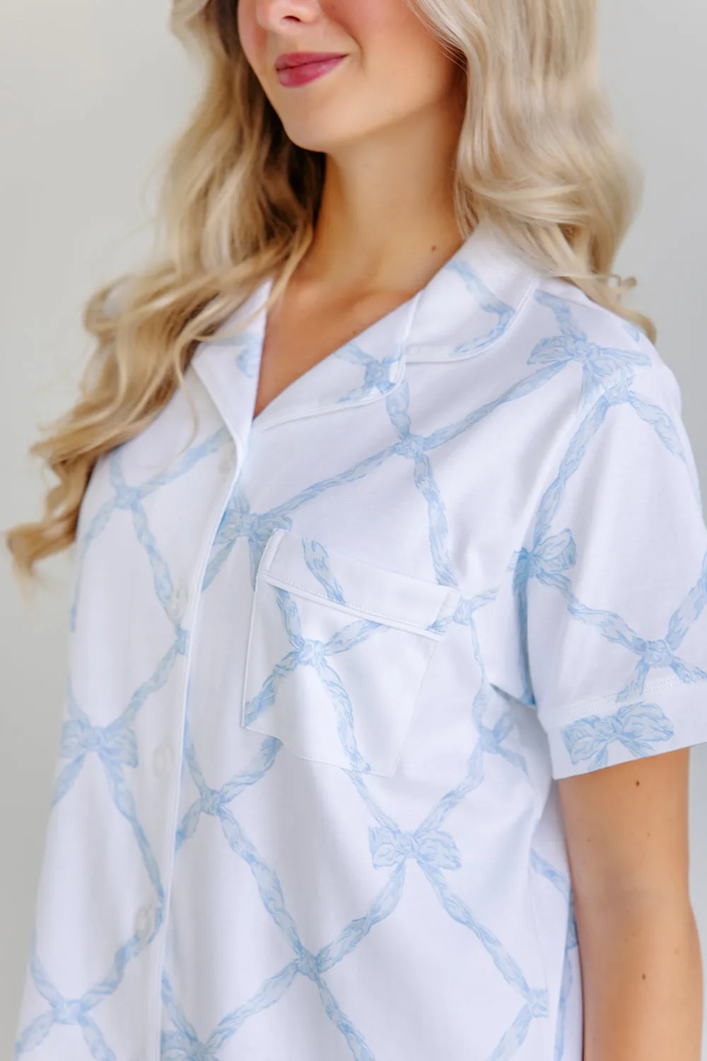 Let Me Lounge Short Sleeve Top (Women) - Buckhead Blue Belle Meade Bow