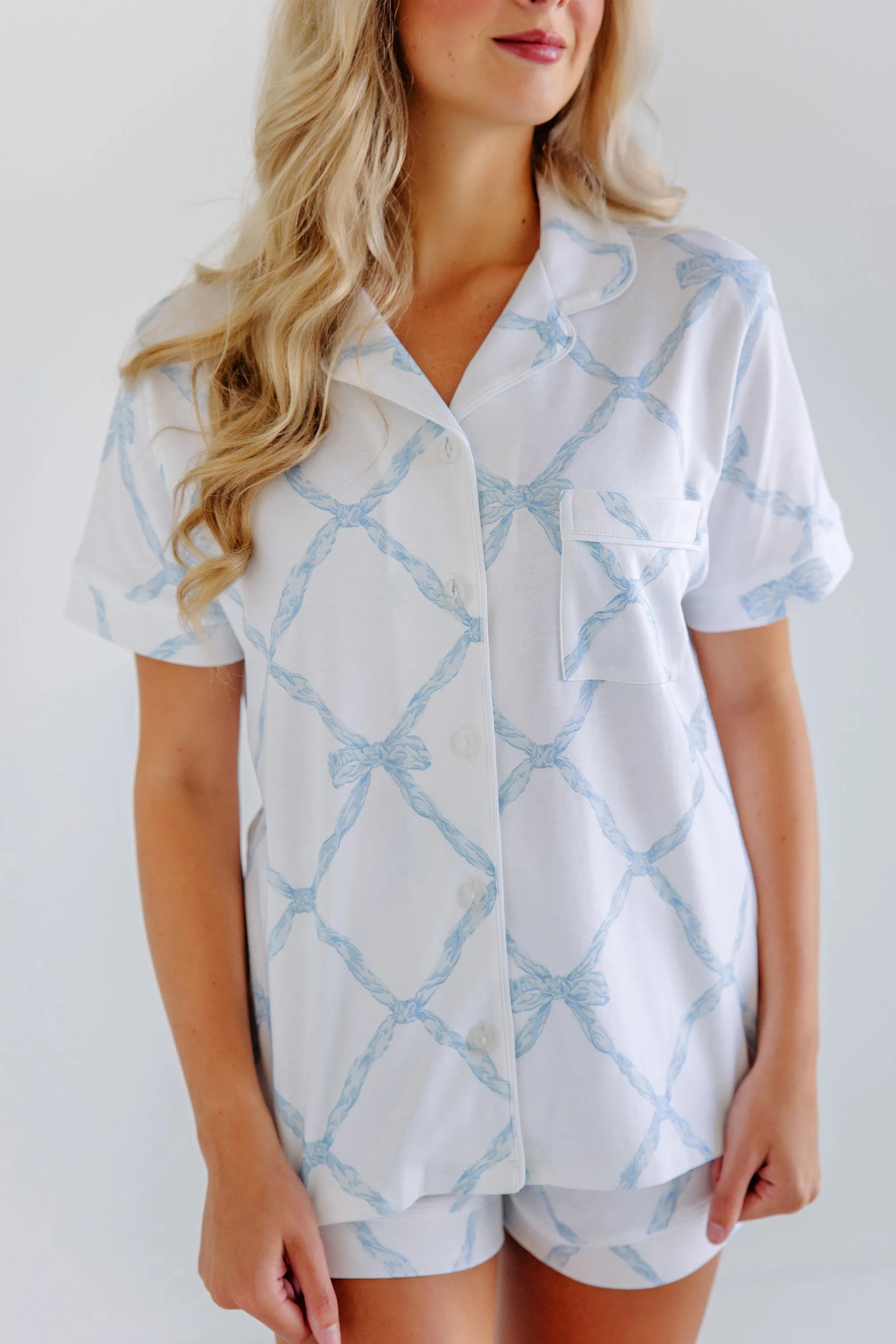 Let Me Lounge Short Sleeve Top (Women) - Buckhead Blue Belle Meade Bow