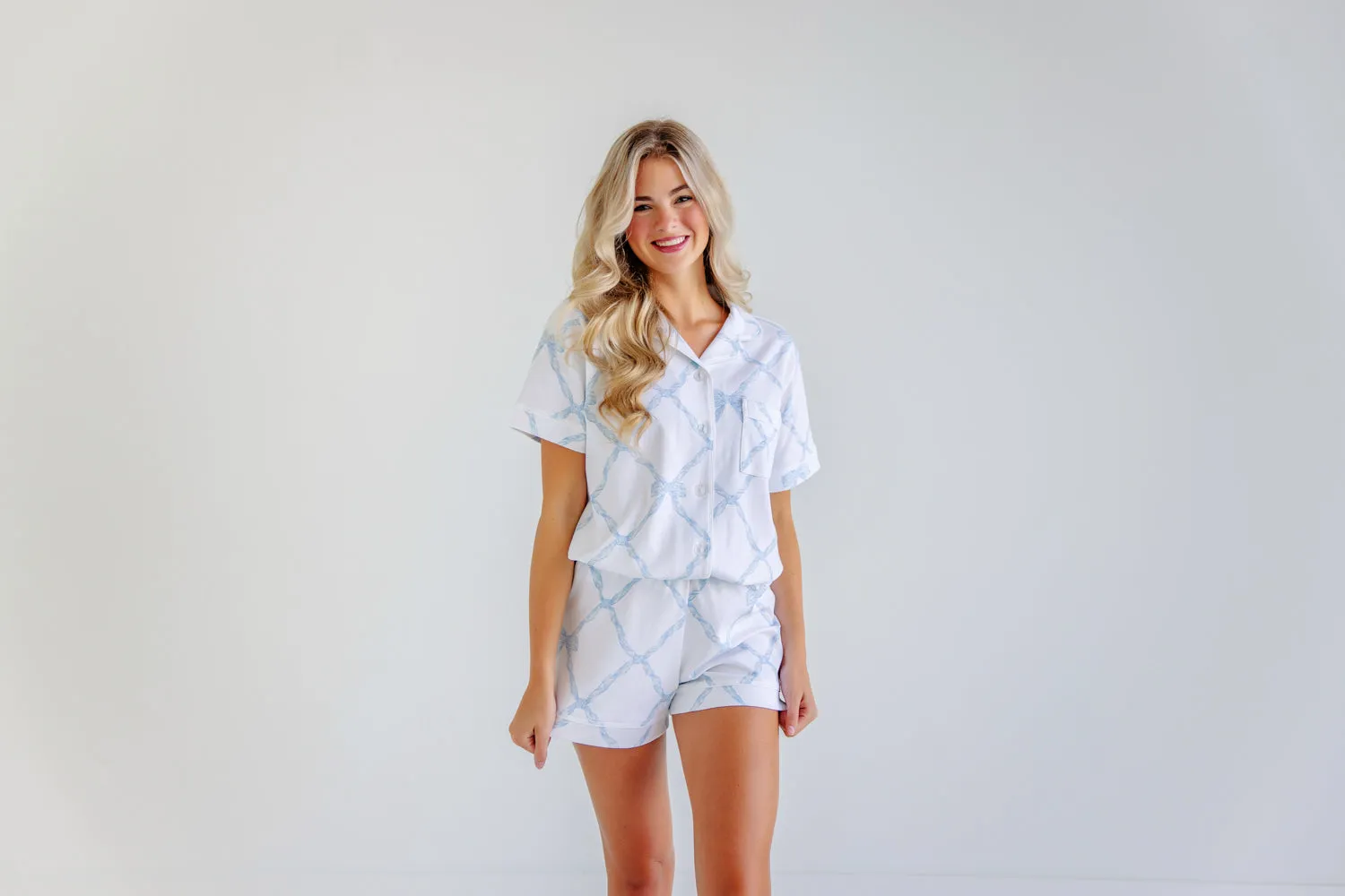 Let Me Lounge Short Sleeve Top (Women) - Buckhead Blue Belle Meade Bow