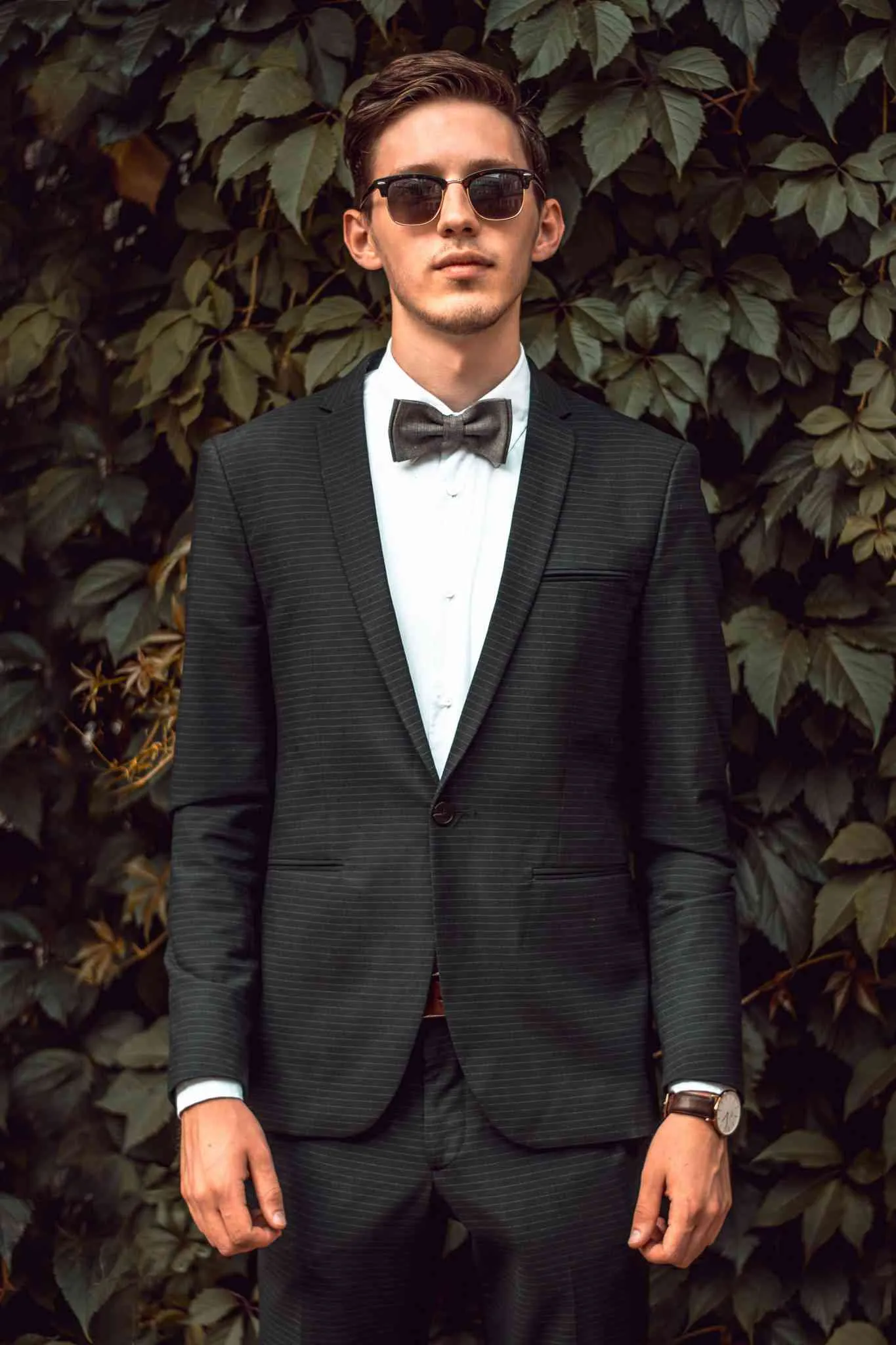 Light Gray Natural Linen Bow Tie