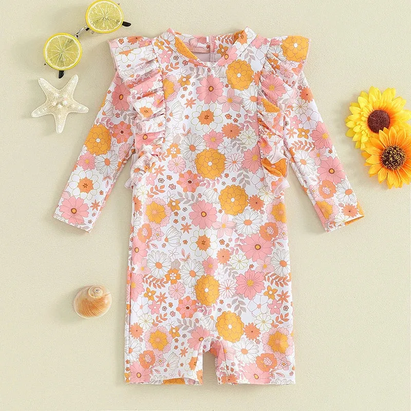 LILIAN Ruffle Long-Sleeve Swimsuit
