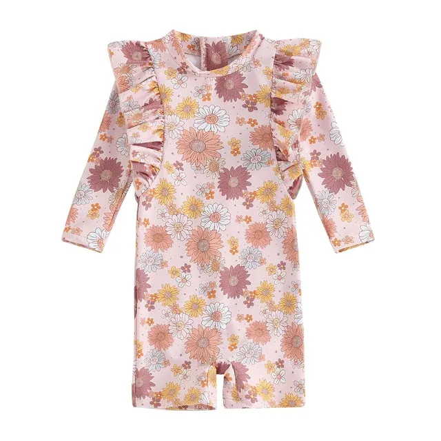 LILIAN Ruffle Long-Sleeve Swimsuit
