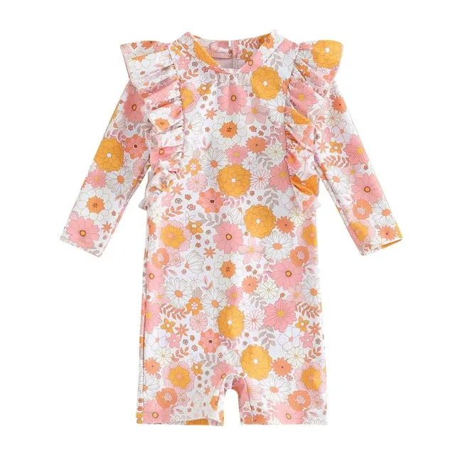LILIAN Ruffle Long-Sleeve Swimsuit