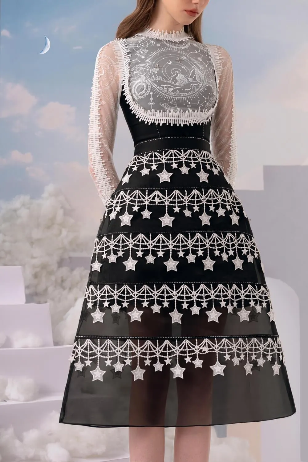 Limo A-line Long Sleeved Lace Midi Set