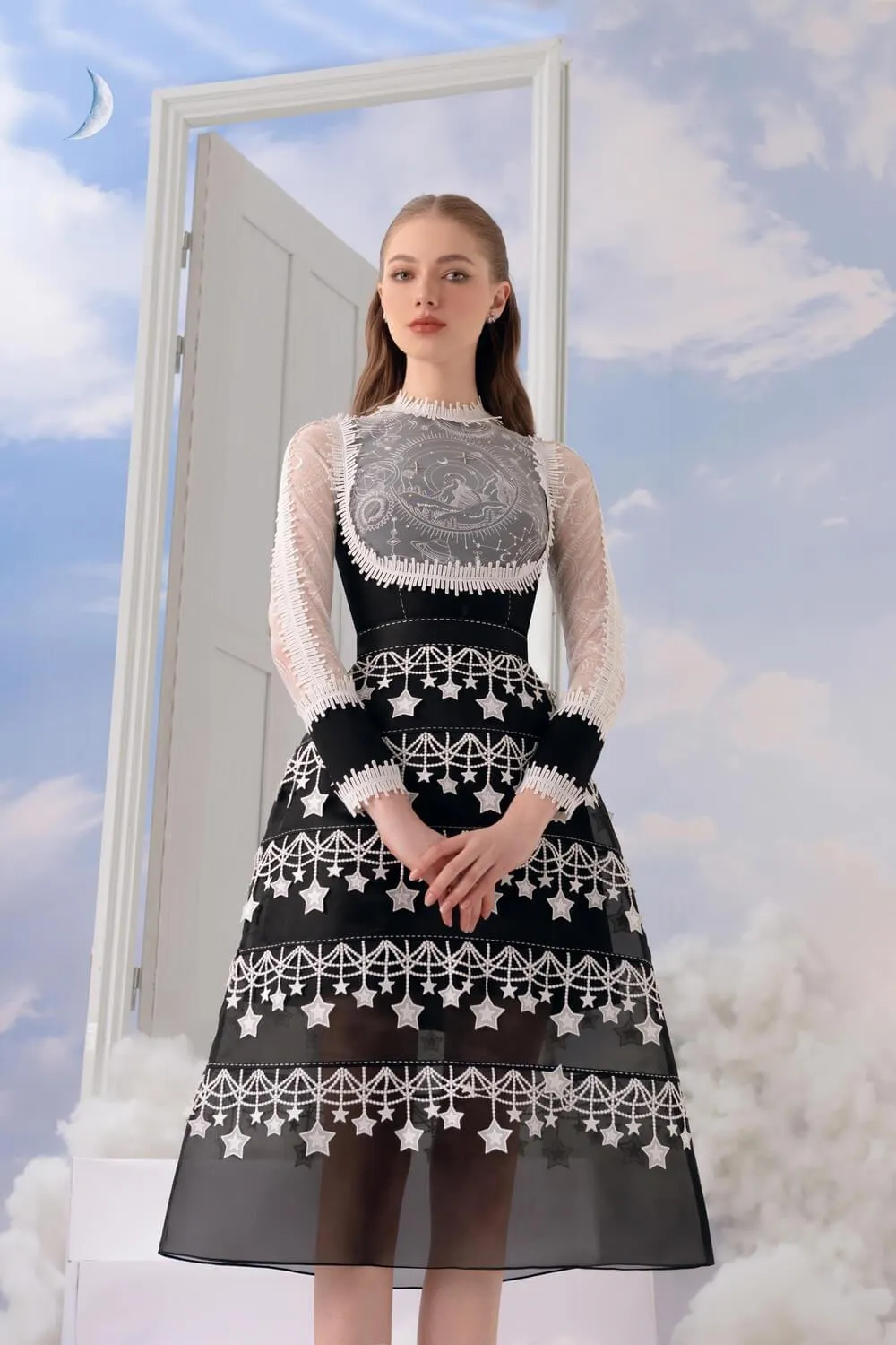 Limo A-line Long Sleeved Lace Midi Set