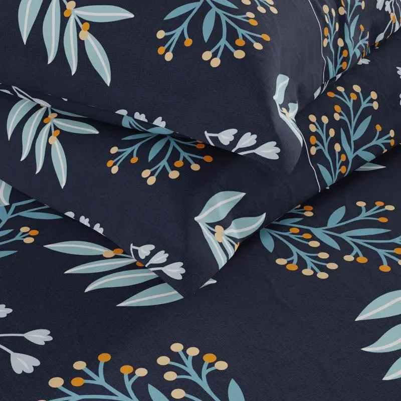 Lirio Floral Bedding Set (Navy) -Four Piece Set