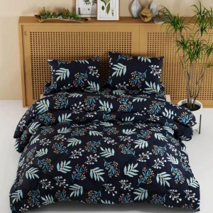 Lirio Floral Bedding Set (Navy) -Four Piece Set