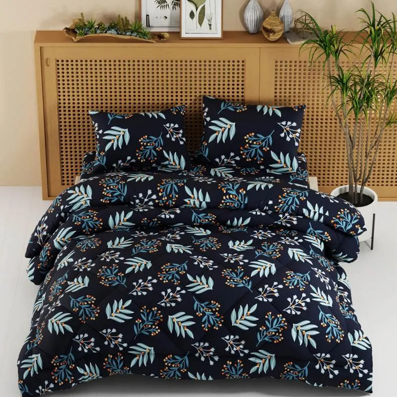 Lirio Floral Bedding Set (Navy) -Four Piece Set