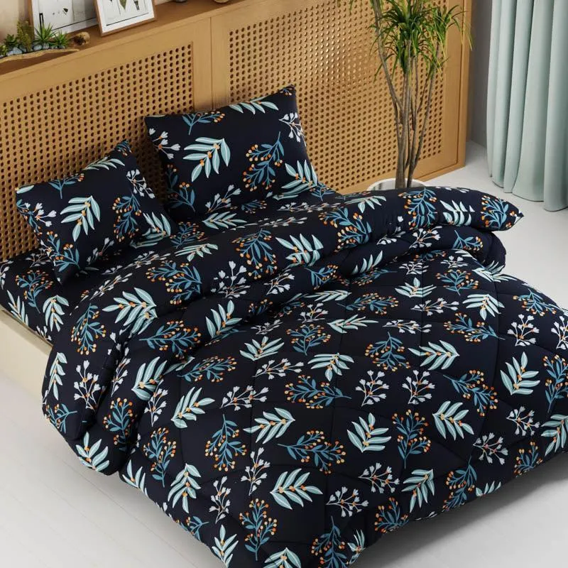 Lirio Floral Bedding Set (Navy) -Four Piece Set
