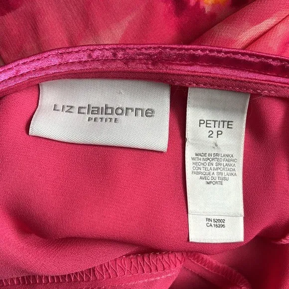 Liz Claiborne Pink Floral Print Sheer Lined Skirt