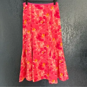 Liz Claiborne Pink Floral Print Sheer Lined Skirt