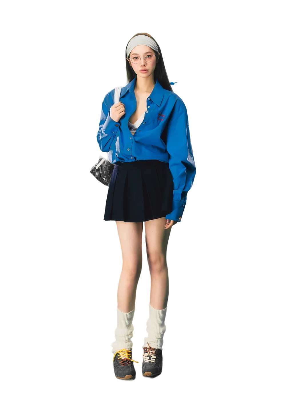 LLDC  'CUPID LOVE' Logo Embroidered Shirt & Tailored Pleated Skirt