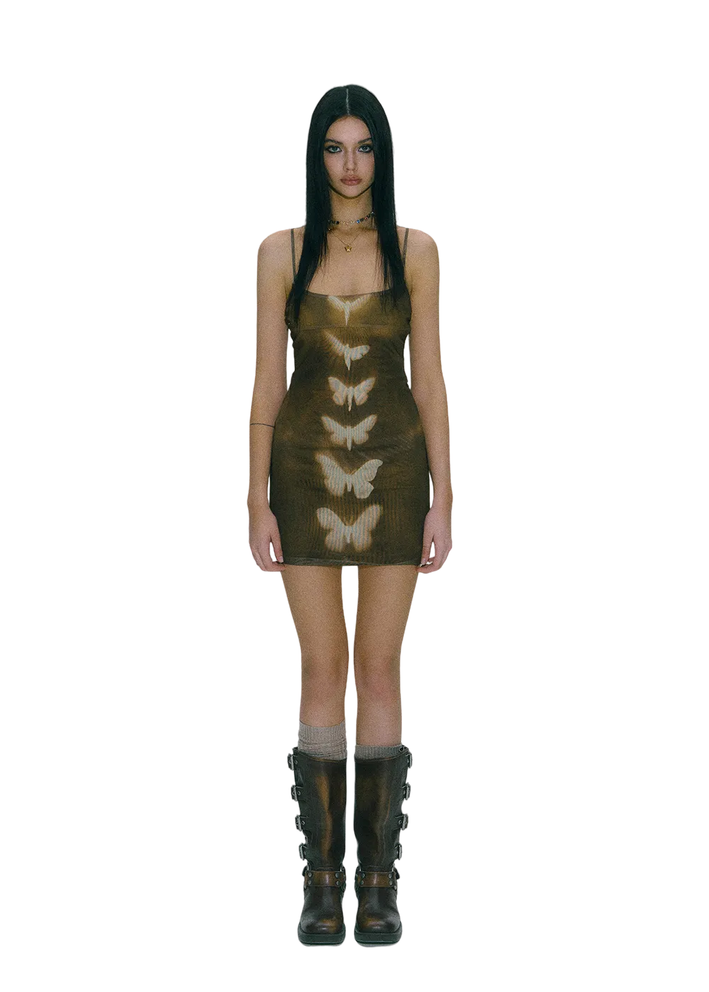 LLDC Mesh Butterfly  Corset Top & Mesh Print Mini Skirt