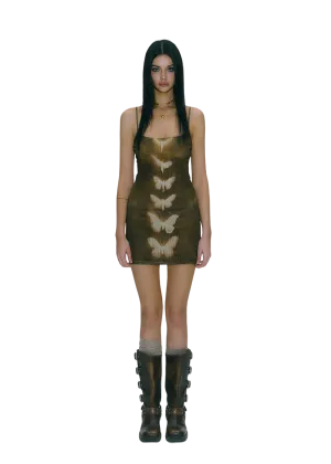 LLDC Mesh Butterfly  Corset Top & Mesh Print Mini Skirt