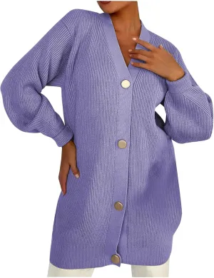 Long Cardigans for Women Cable Chunky Knit Loose Jumpers Cardigan Ladies Fall Winter Buttons Warm Knit Outwear Tops