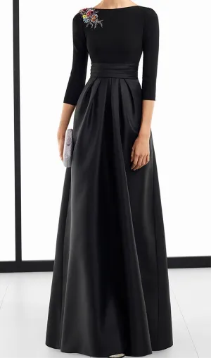Long sleeves Aline satin prom dress Muslim fashion dress