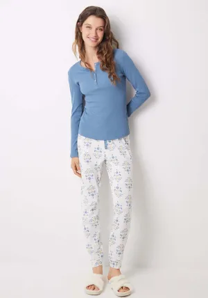 Long Sleeves Long Pant Pyjama - Blue