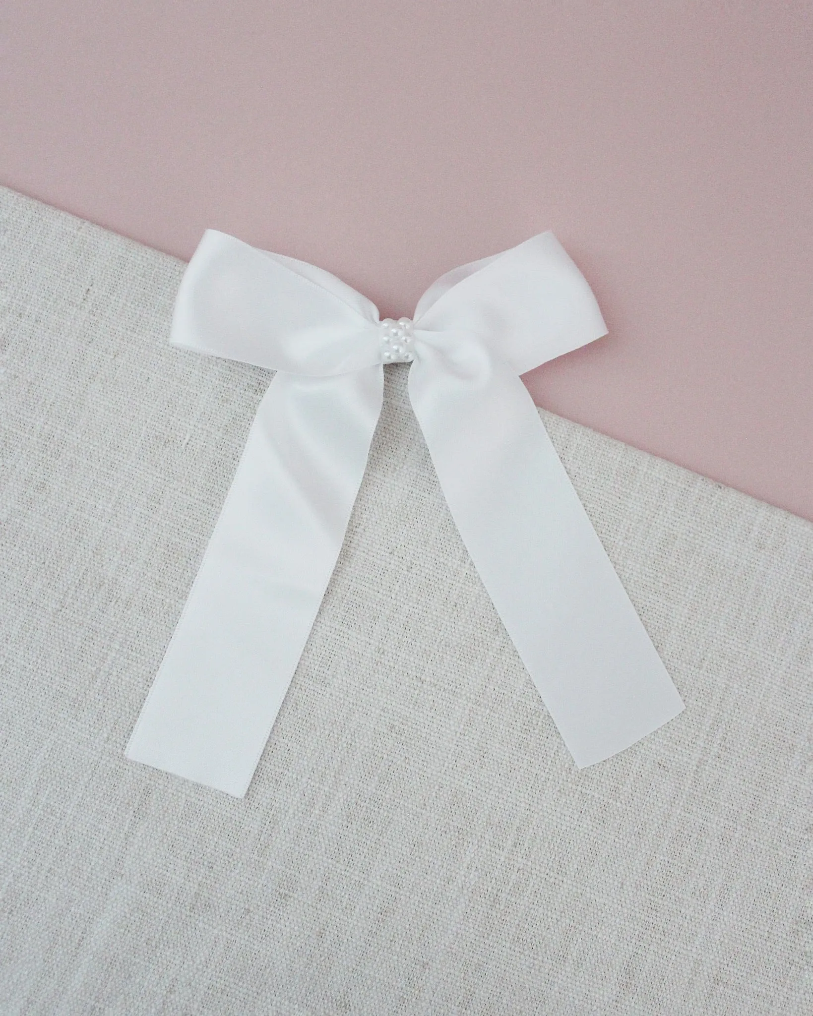 Long Tail Satin Hair Clip with Pearls