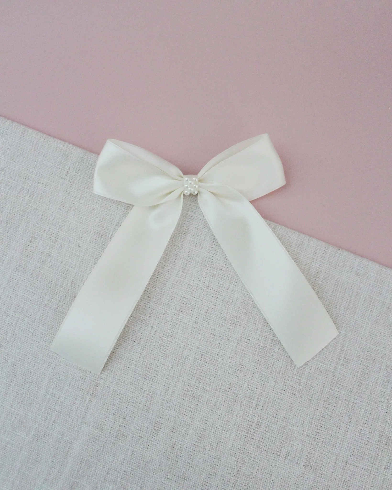 Long Tail Satin Hair Clip with Pearls