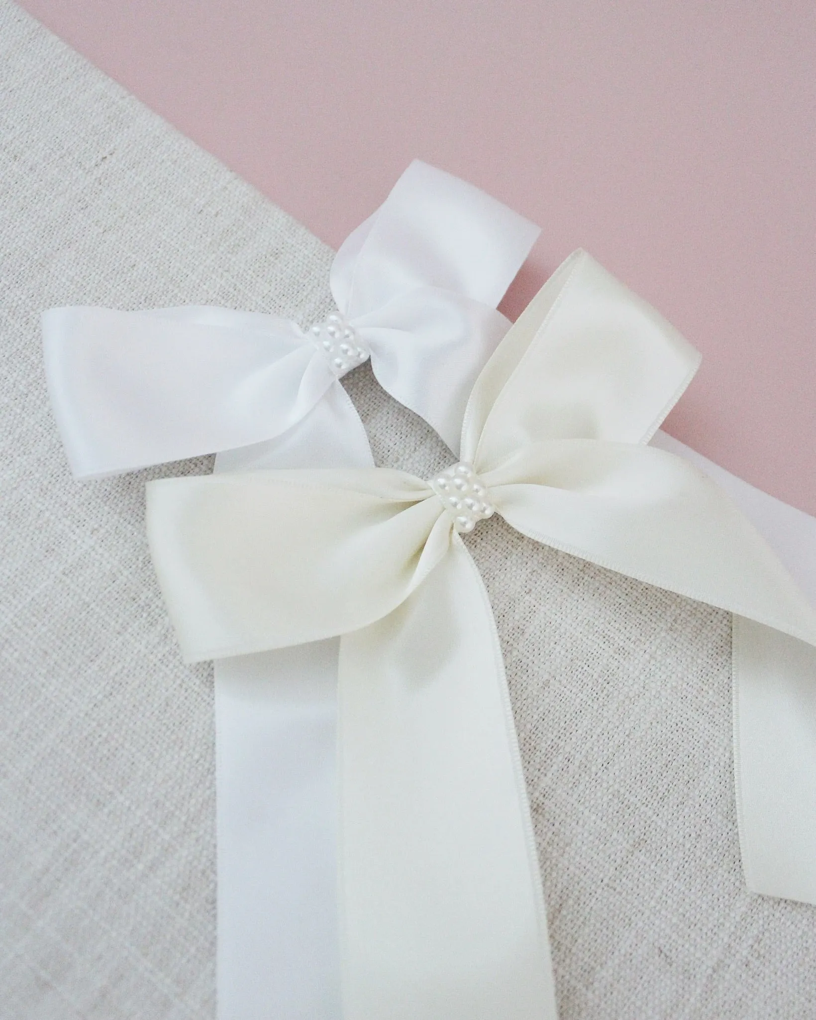 Long Tail Satin Hair Clip with Pearls