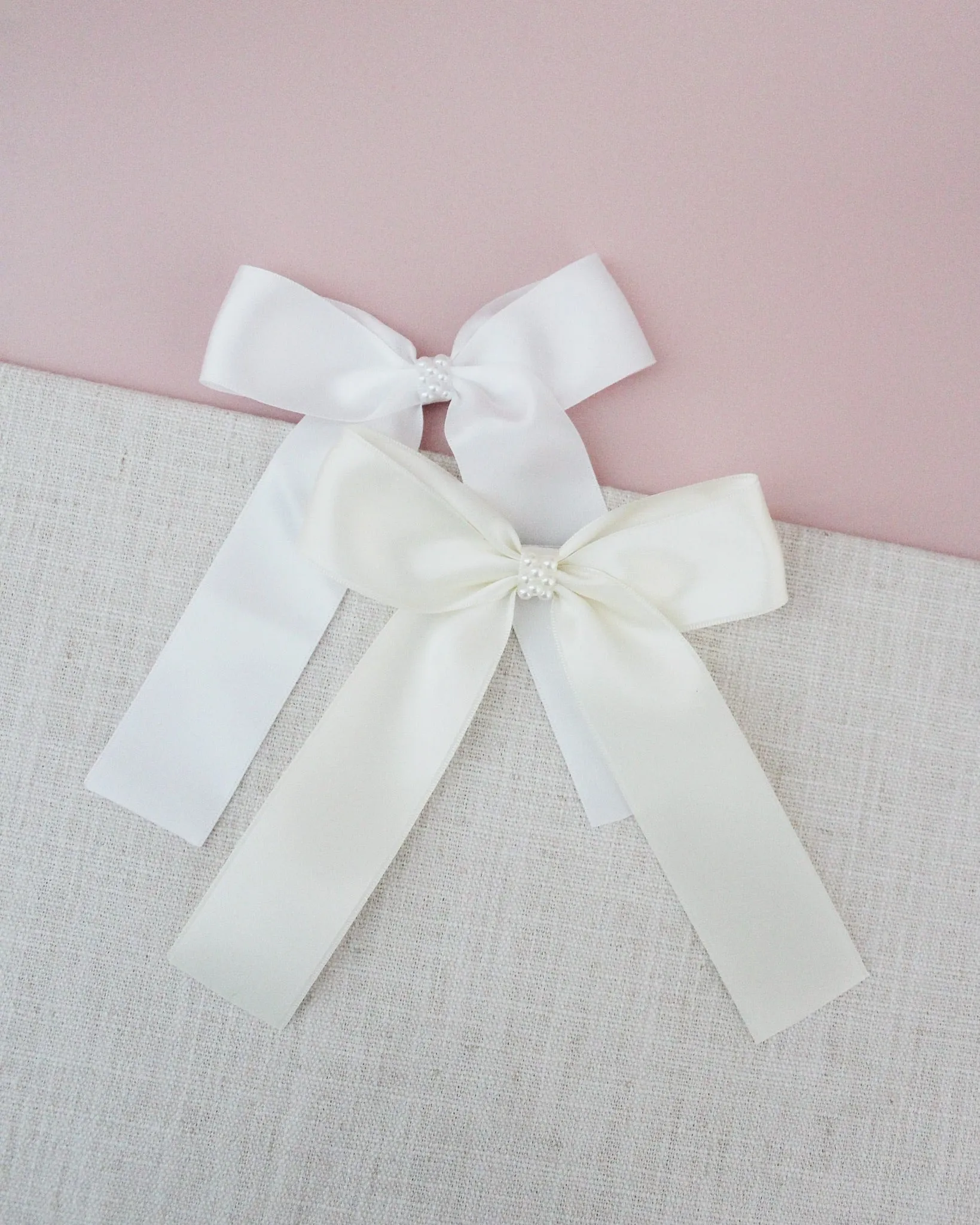 Long Tail Satin Hair Clip with Pearls