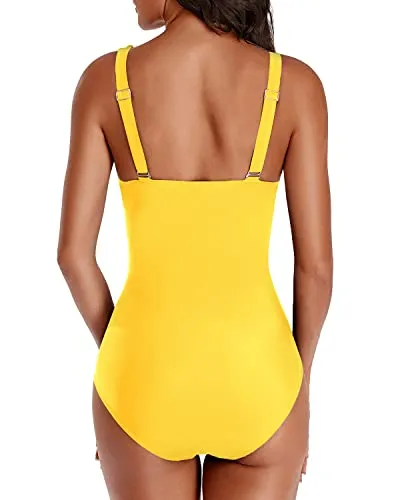 Long Torso One Piece Swimsuit For Women-Neon Yellow