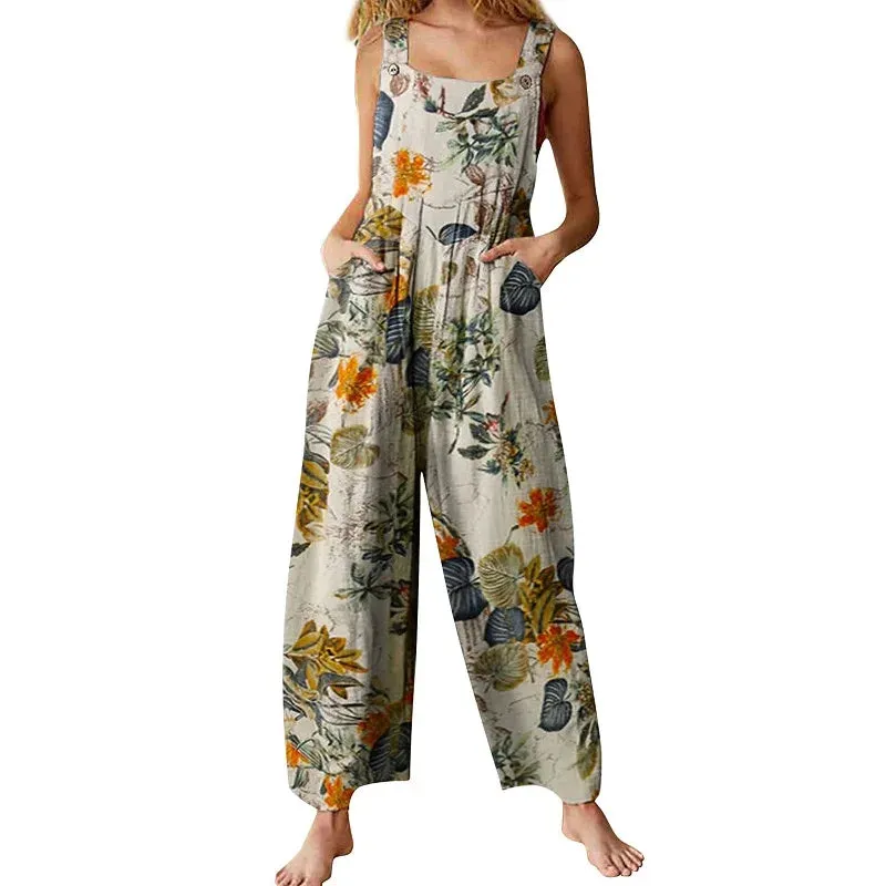 Loose Floral Print Playsuit