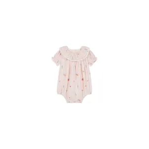 Louise Misha Rompers Yolia - Embroidered Yarn Dyed Stripes - Pink Bouquet Stripes