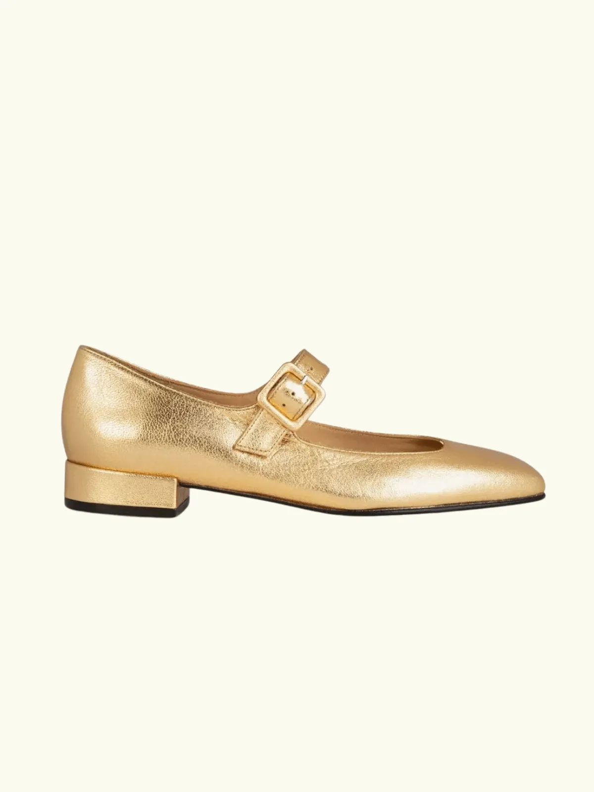 Low Mary Jane Leather Shoes – Gold