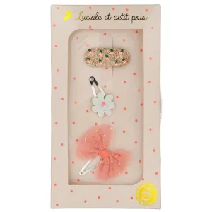 Luciole et Petit Pois | Gift box - 3 mini clips - White flower