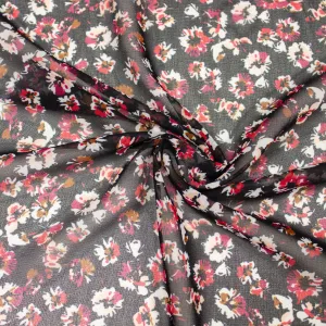 Ludine Black Floral Polyester Voile