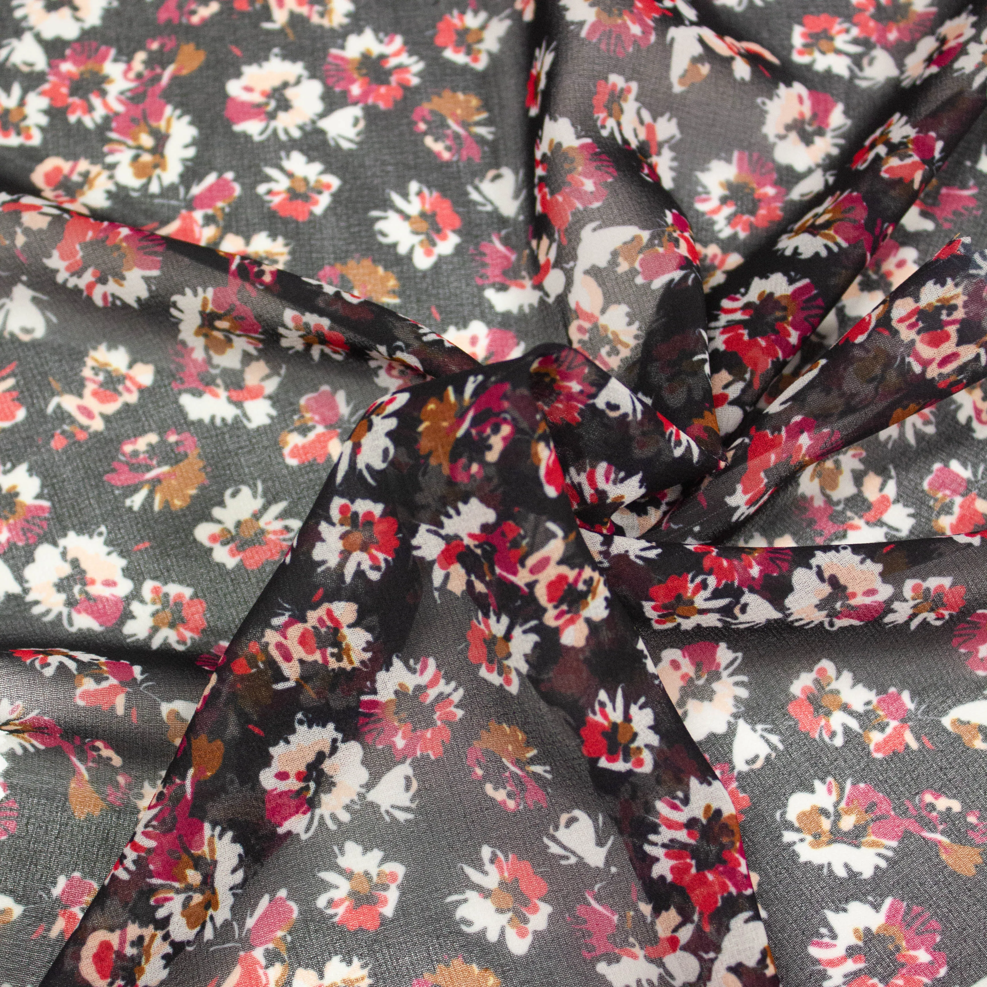 Ludine Black Floral Polyester Voile