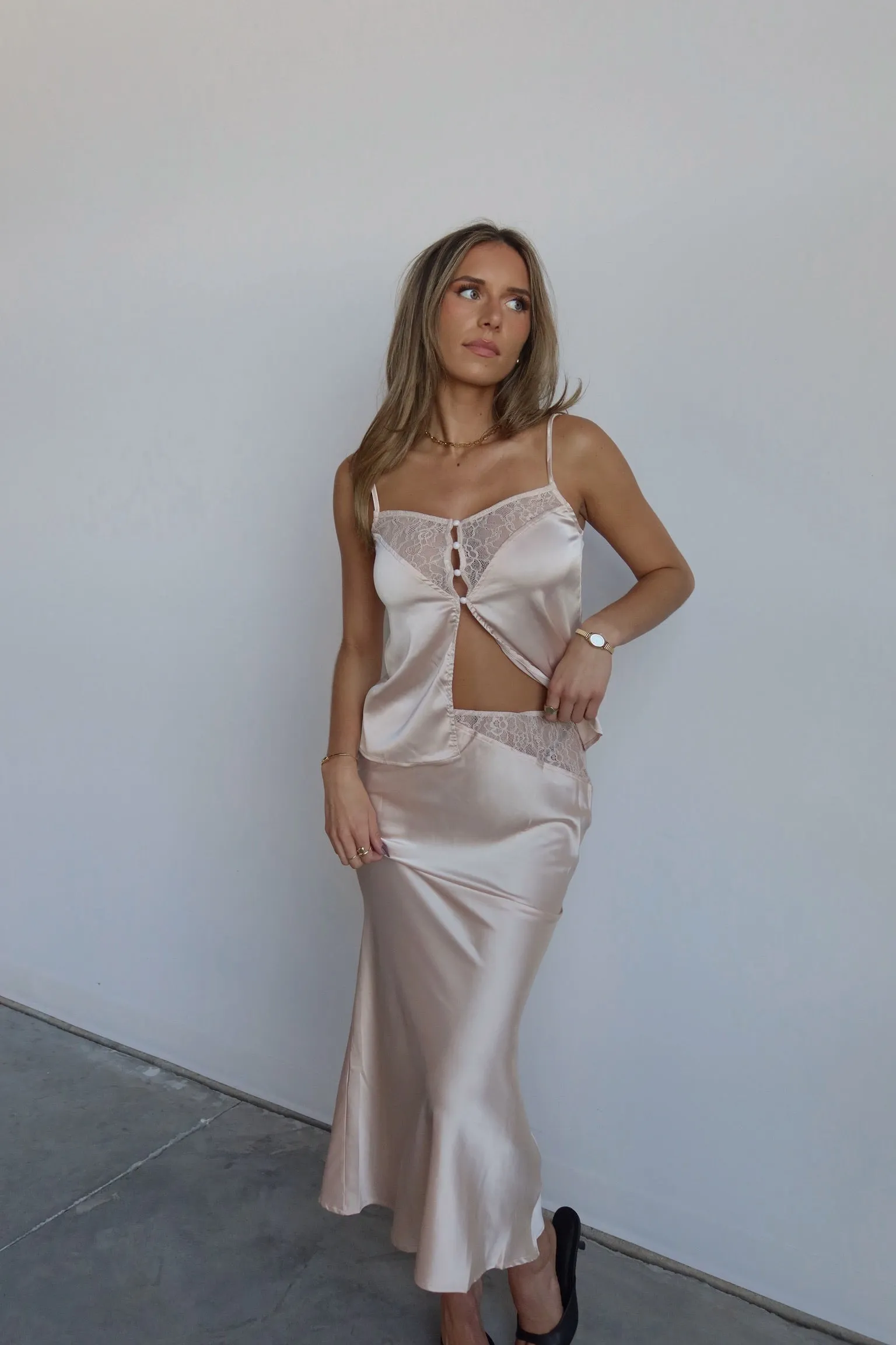 Luxe Allure Satin & Lace Maxi Set
