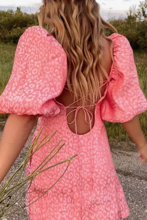 Mabel Puff Sleeve Leopard Dress