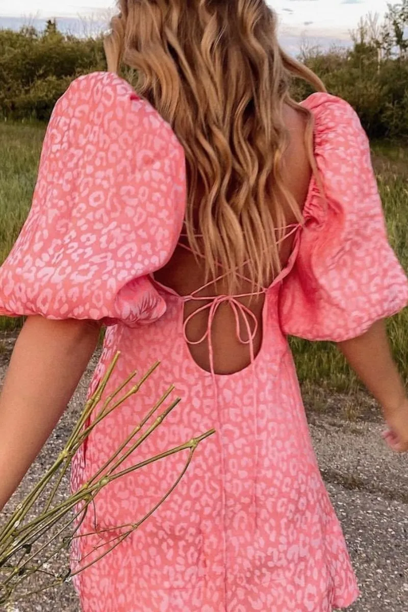 Mabel Puff Sleeve Leopard Dress