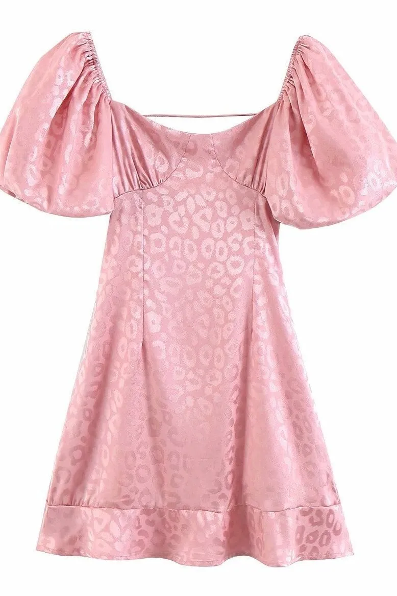 Mabel Puff Sleeve Leopard Dress